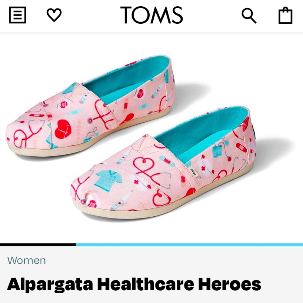 Health Care Worker inspired TOMS shoes size 9.5